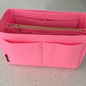 Bright pink felt purse organizer - large